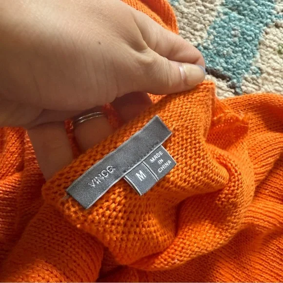 Orange Vince Desinger Knit V-Neck Sweater - Picture 5 of 7